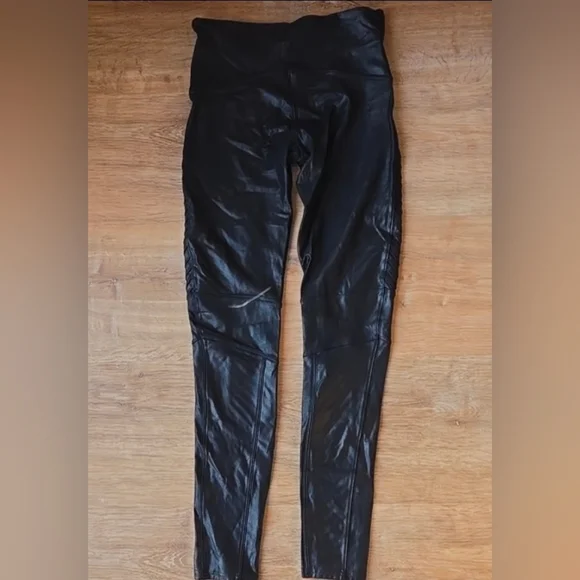 Spanx Faux Leather Moto Leggings Sz L - Picture 8 of 12